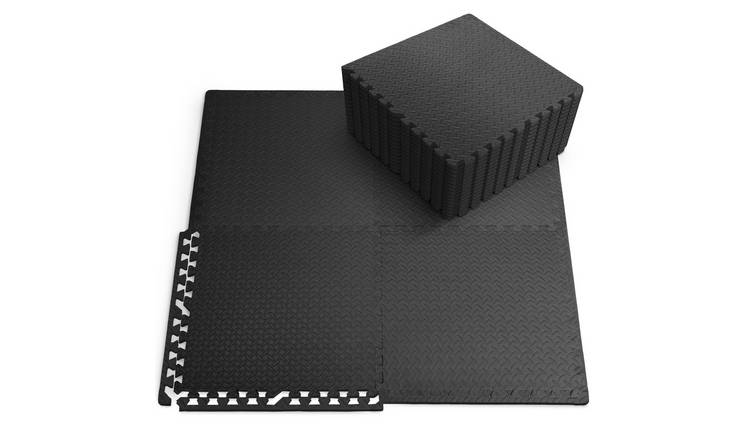 Kayman Black Interlocking EVA Foam Gym Floor Mats - 60 x 60cm - Pack of 48