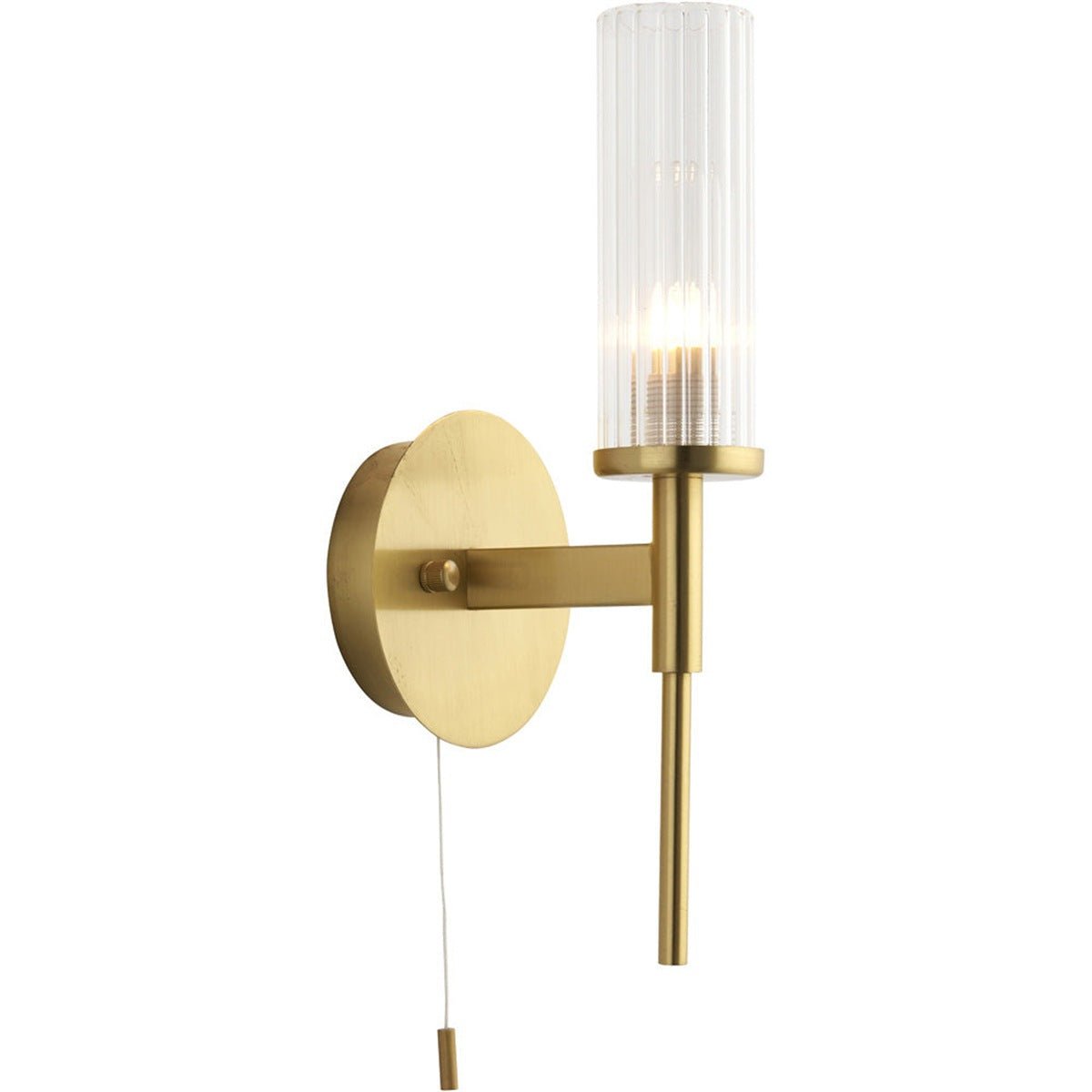 Loops Direct 11cm Steel and Glass Wall Light - Satin Brass - Image 1