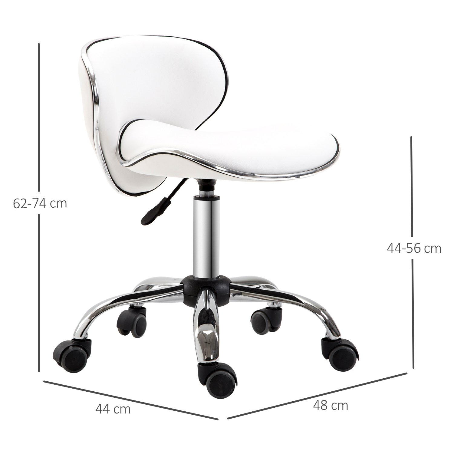 HOMCOM Adjustable Rolling Swivel Beauty Salon Chair - White - Image 7