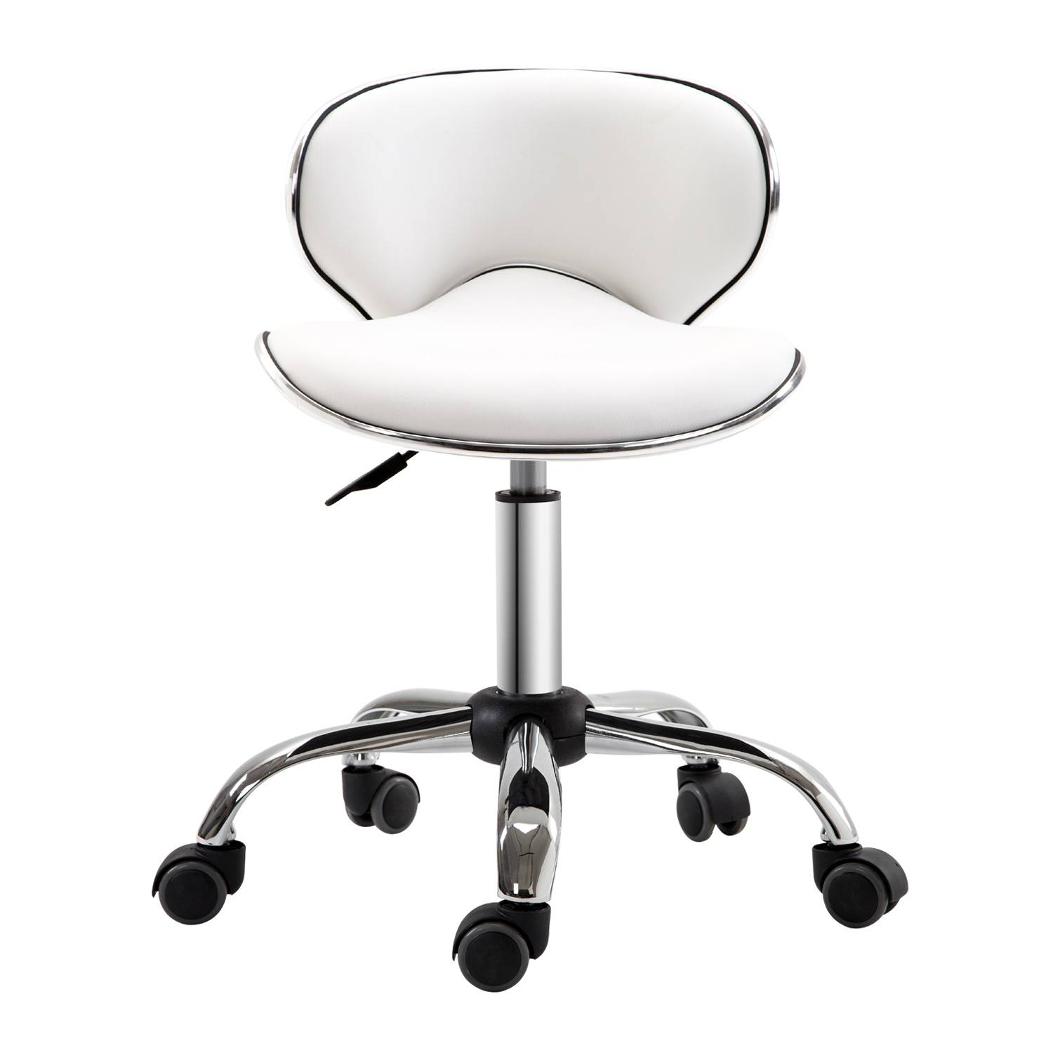 HOMCOM Adjustable Rolling Swivel Beauty Salon Chair - White - Image 2