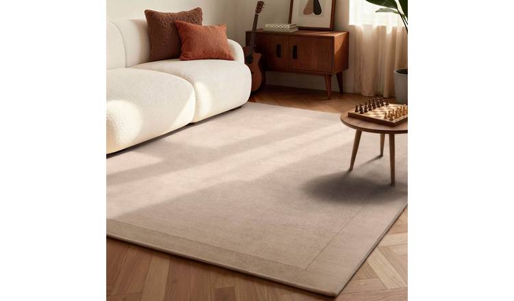 Villeroy and Boch  Beige  Kari Handmade Wool Blend Bordered Rug - 80 x 150cm