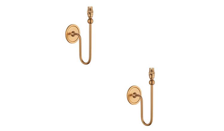 Loops Direct Pack of 2 28.5cm High Steel Wall Light - Brushed Aged Brass