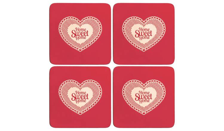 Orsina Set Of 4 Cork Coasters - Red