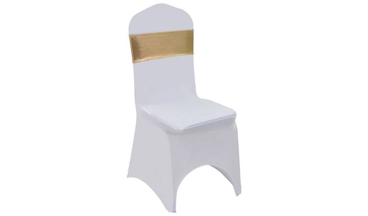 Walplus Pack of 25 Polyester Stretchable Chair Band with Diamond Buckle - Gold