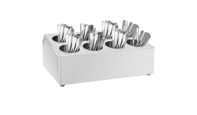 Walplus 8 Compartment Stainless Steel Cutlery Holder - Rectangular