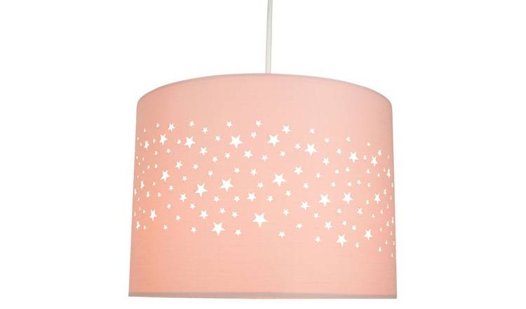 Happy Homewares Pink Stars Decorated Children Kids Soft Pendant Shade - 25cm