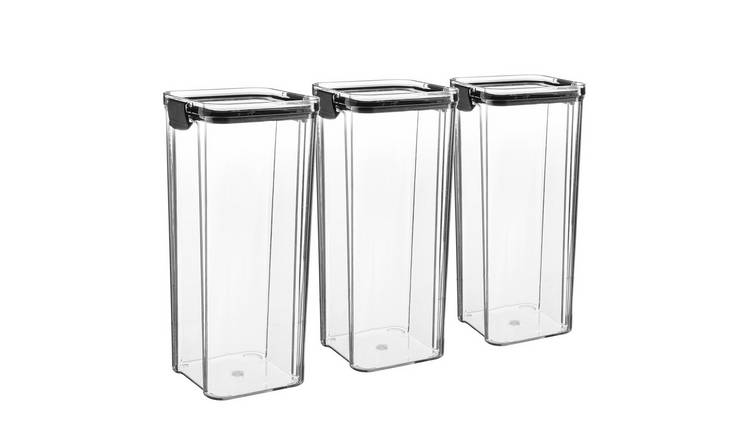 Argon Tableware Food Storage Containers - Black - Pack of 3 - 24.2 x 10.2cm