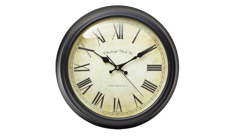 Orsina Robello 36cm Dia Lined Rim Wall Clock - Black