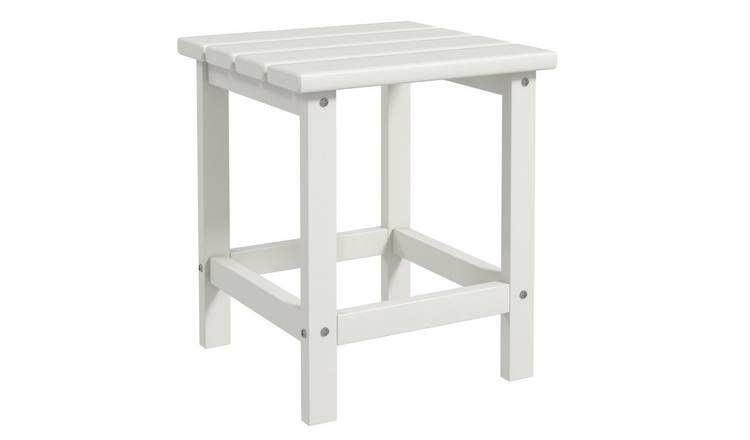 Outsunny Modern Garden Side Table with Hdpe Tabletop - White