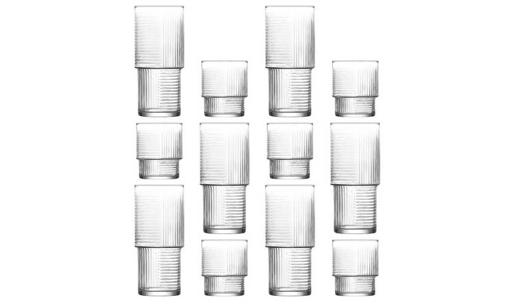 LAV 12pc Helen Stacking Highball Glasses & Tumblers Set