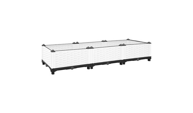 Walplus Polypropylene Raised Garden Bed - White - 120 x 40 x 23 cm