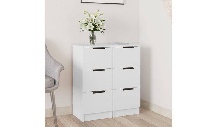 Walplus 2 Piece Sideboard Set Engineered Wood - White - 30 x 30 x 70 cm