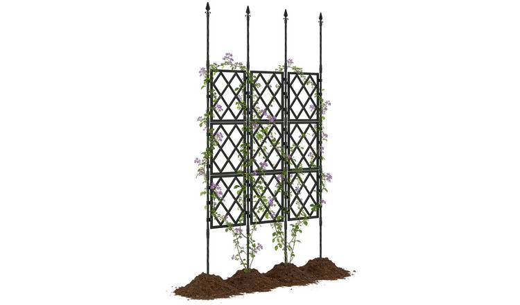 Outsunny Foldable Steel Lattice Garden Trellis – Black