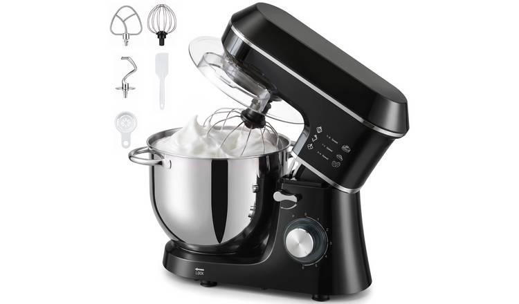 HOMCOM 7L 1400W 6 Speed Stainless Steel Bowl Stand Mixer – Black