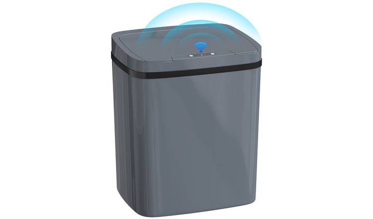 HOMCOM 15L Sensor Bin with Dual-Mode Opening - Grey