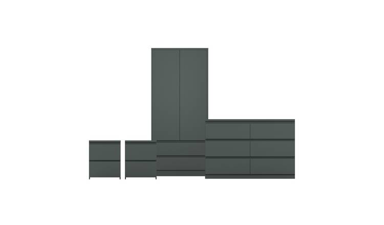 Vida Designs Denver Bedroom Set (2x Bedside, 6 Drawer Chest, Wardrobe) - Green