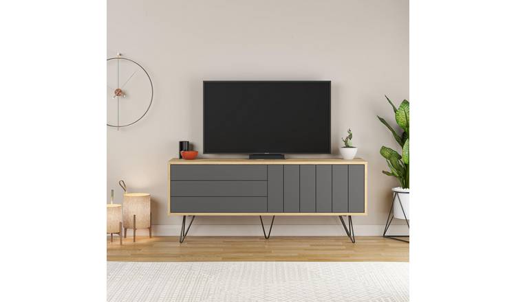 Decortie Picadilly Particleboard TV Stand - Oak, Anthracite Grey