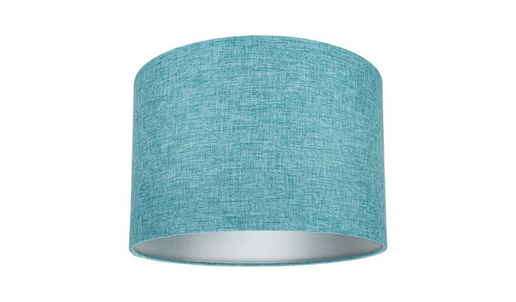 Happy Homewares Sleek Teal Linen Fabric Drum Lampshade - 25cm