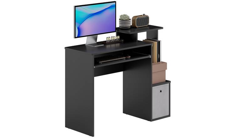 HOMCOM Sliding Keyboard Tray Storage Drawer Shelf Computer Desk - Black