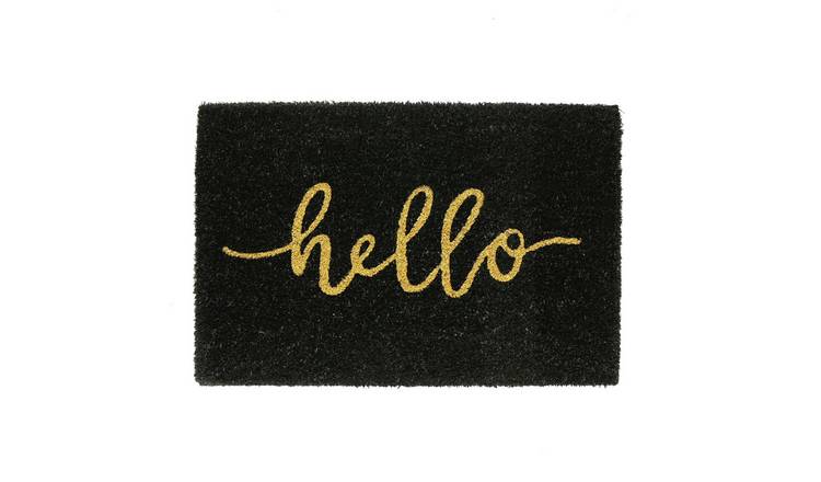 Nicola Spring Coir Door Mat - Hello Black