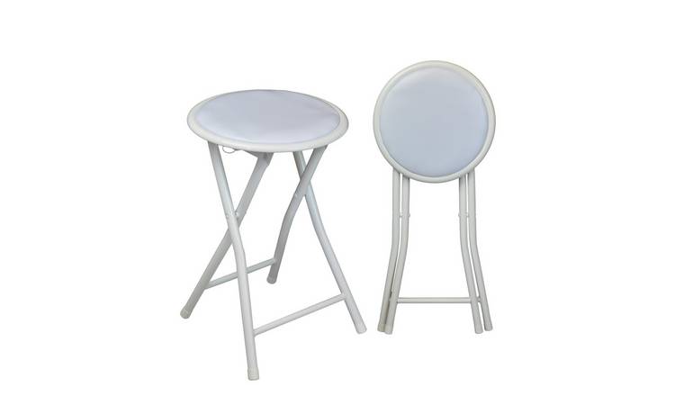 Harbour Housewares Padded Folding Stools - White - Pack of 6