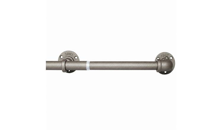 New Edge Blinds Gunmetal Industrial Room Darkening Curtain Pole - 120cm - 210cm