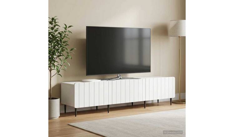 Walplus Engineered Wood TV Cabinet with Drawers - White - 147 x 34.5 x 32 cm