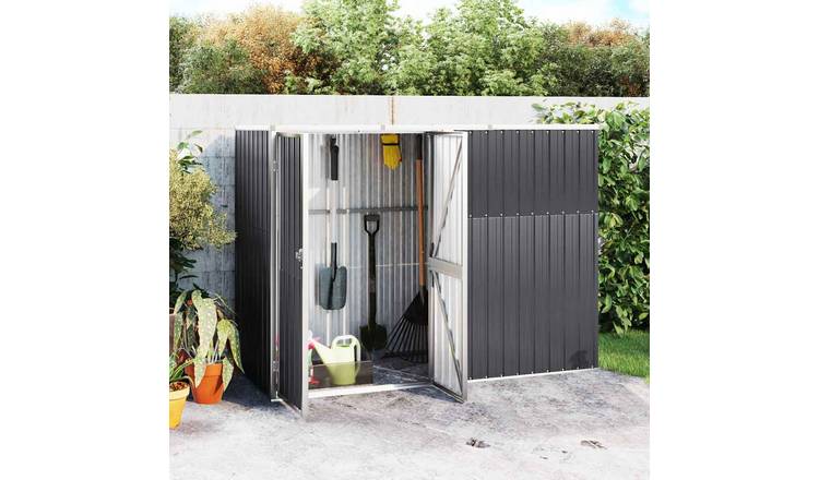 Walplus Galvanised Steel Tool Shed Metal Large Durable - Anthracite - 161 cm