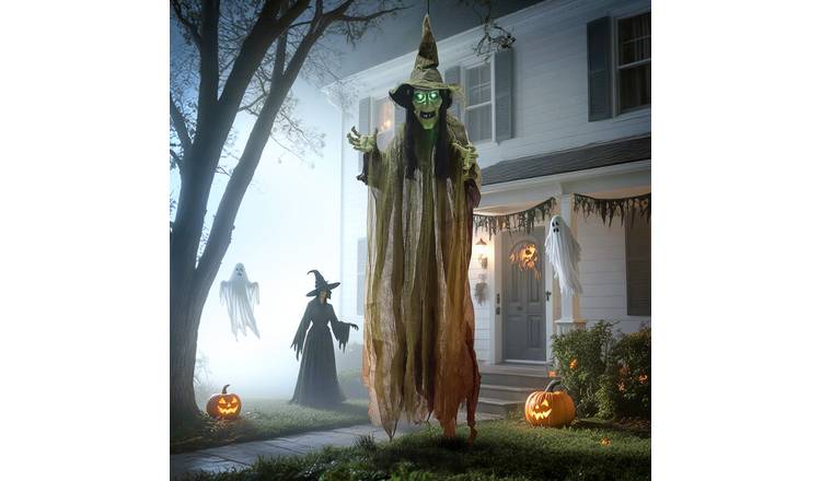 Outsunny 5.6ft Animated Halloween Hanging Witch Decorations