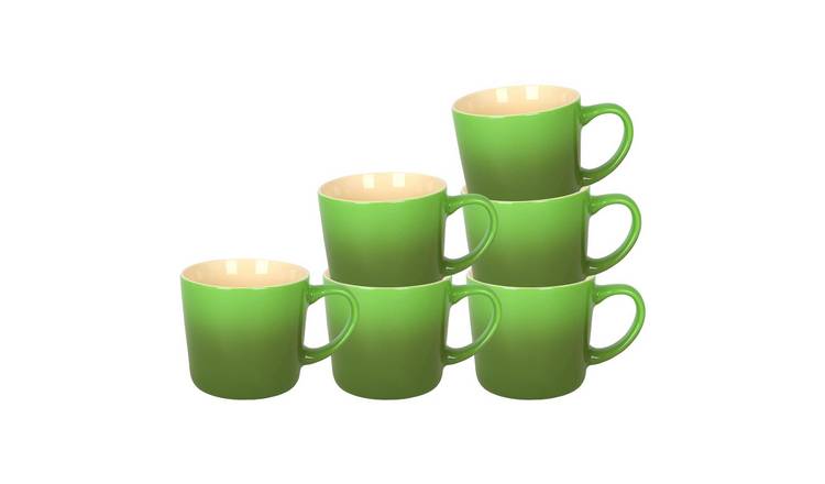 Argon Tableware New Bone China Mugs - 330ml - Green Ombre - Pack of 6