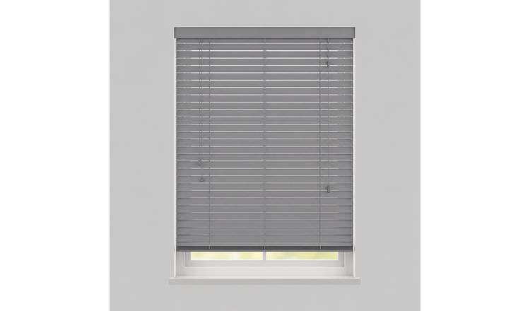 New Edge Blinds Light Grey Real Wood String Venetian Blind - 185cm x 120cm