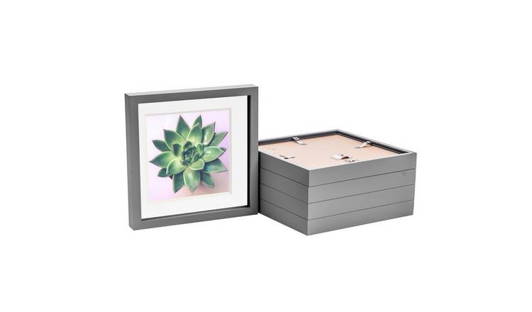 Nicola Spring 3D Box Photo Frames - 10 x 10" with Mount - Set of 5 - Grey
