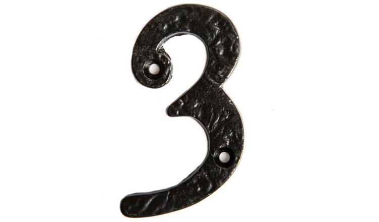 Hammer & Tongs Rustic Iron Numeral - Number 3 - Black