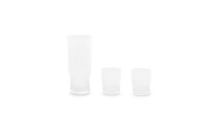 Orsina Juno Ribbed Glass And Jug 3 Piece Set – Clear
