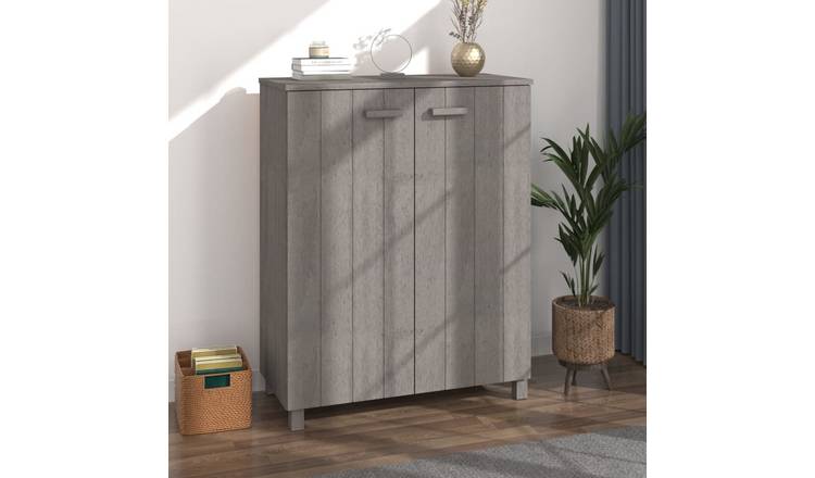 Walplus Solid Wood Shoe Cabinet - Light Grey - 85 x 40 x 108 cm