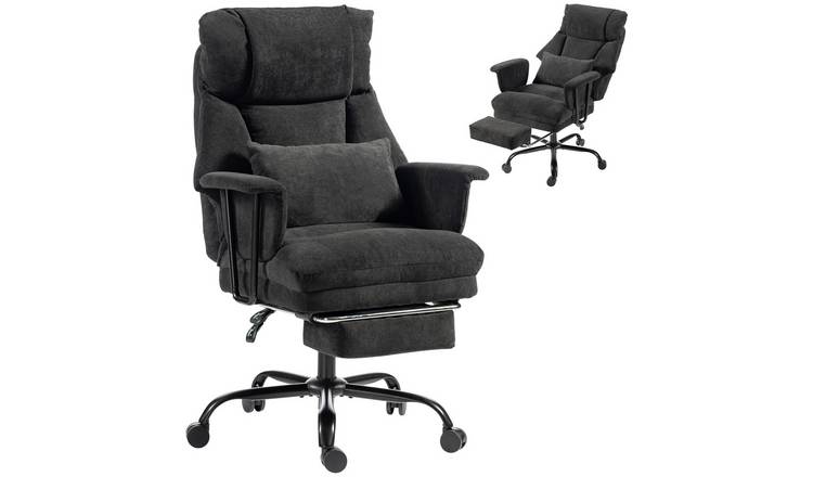 HOMCOM 180kg Heavy Duty Linen Computer Desk Chair - Black