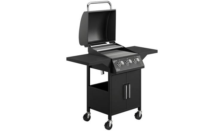 Outsunny Carbon Steel Gas Barbecue Trolley - Black