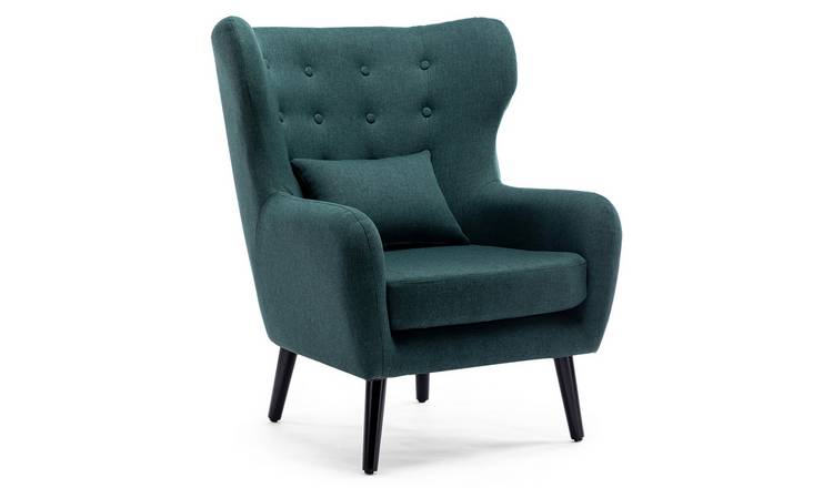 Furniture Online Winslow Wingback Fabric Occasional Button Back Armchair - Green