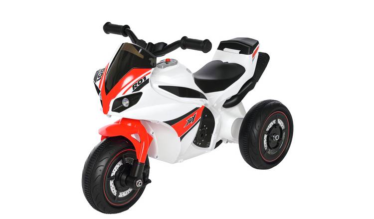 HOMCOM 3 Wheel Police Bike Music Lights Kids Ride On - White