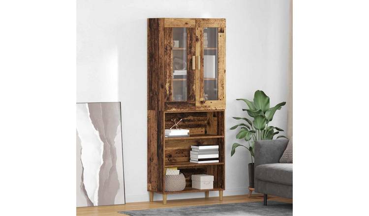 Walplus Engineered Wood 2 Door 2 Doors Highboard - Old Wood - 69.5 x 34 x 180 cm