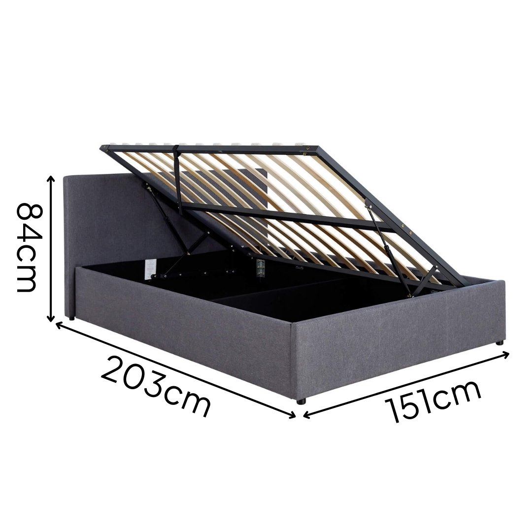 Home Source Horizon Side Lift Ottoman Storage Double Bed - Grey - Image 5