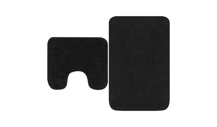 Walplus Pack of 2 Cotton Bathroom Mat Set - Anthracite