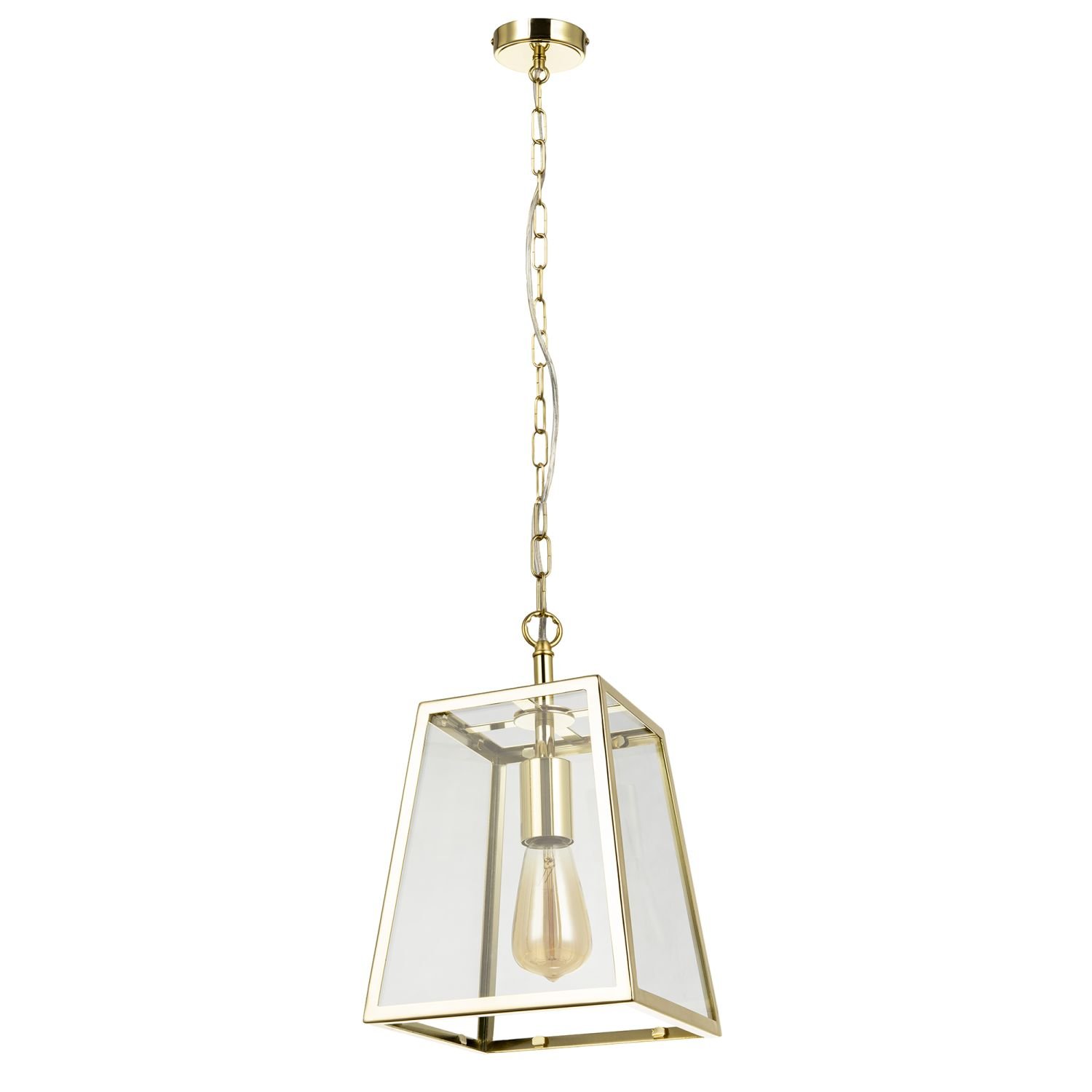 Happy Homewares in Polished Gold with Clear Glass Sides Pendant Light - 22cm - Image 2