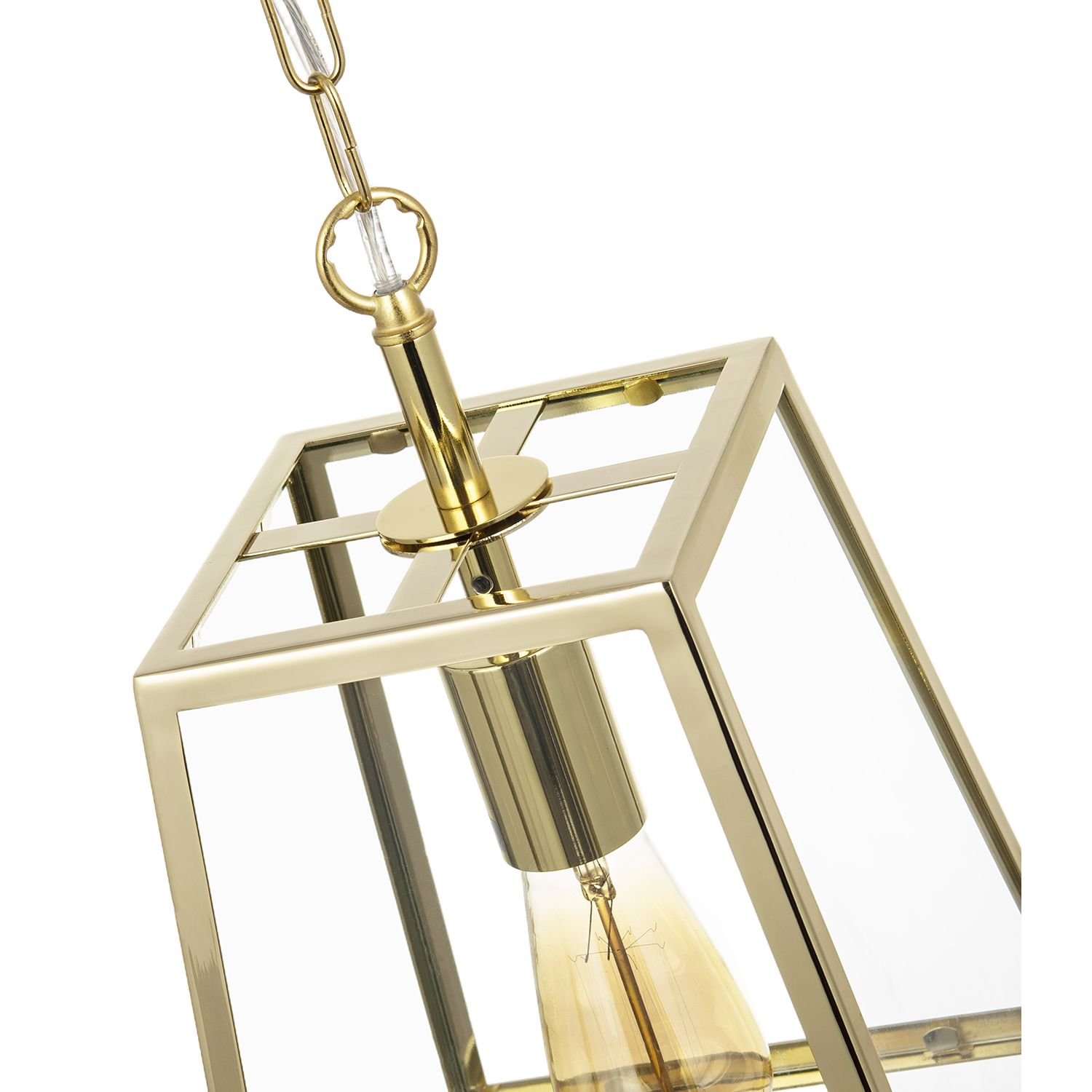 Happy Homewares in Polished Gold with Clear Glass Sides Pendant Light - 22cm - Image 4