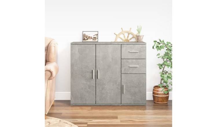 Walplus Engineered Wood Sideboard - Concrete Grey - 91 x 29.5 x 75 cm