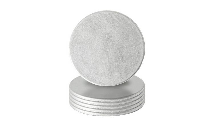 Argon Tableware Metallic Coasters - Silver - Pack of 6
