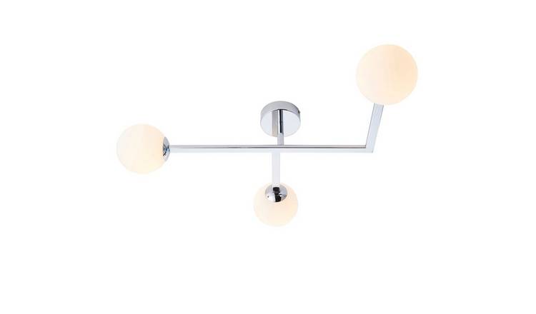 Loops Direct Steel and Glass Semi Flush Ceiling Light - Polished Chrome