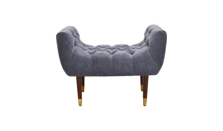 Orsina Shay Chenille Stool – Grey & Black