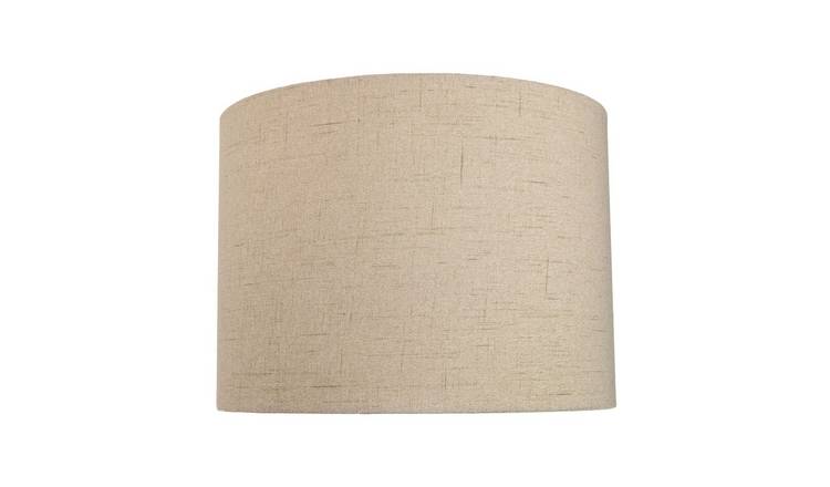 Happy Homewares Sleek Taupe Textured Linen Fabric Drum Max Lampshade - 25cm
