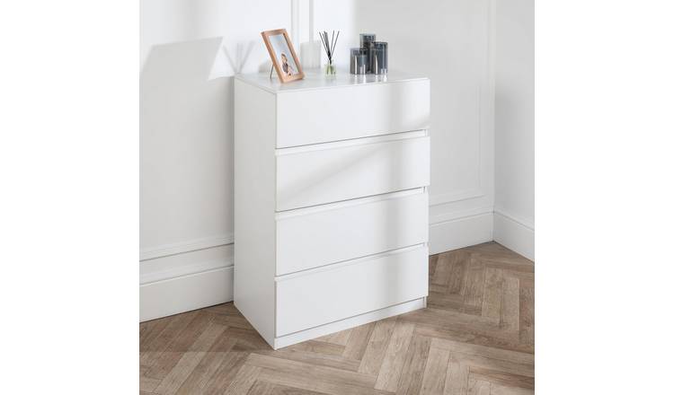Home Treats Wide 4 Drawer Chest - White
